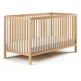 Kids Collective Babybett Kinderbett Gitterbett 60x120 und 70x140 cm höhenverstellbarer Lattenrost & herausnehmbare Sprossen stabiles Buchenholz | | Naturbelassen