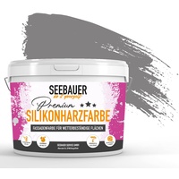 SEEBAUER diy® Silikonharzfarbe Grau Fassadenfarbe (No. 231 Misty Moor 2,5 Liter) Selbstreinigend mit Lotuseffekt