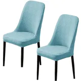 WYLEBER Stuhlhussen für Esszimmerstühle mit Gebogener Rückenlehne 1/2/4/6er-Set,Dehnbare Esszimmer Stuhlhussen Akzent,MaschinenWaschbar,für die Dekoration von Hochzeitsfeiern zu Hause(Blue,2Set)