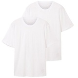 TOM TAILOR Herren 1037741 Doppelpack T-Shirt mit Rundhals-Ausschnitt aus Baumwolle, 20000-White, M (2er Pack)