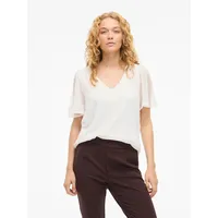 VILA T-Shirt VIFALIA V-Neck S/S Top Jersey Weiß S (36)