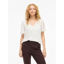 VILA T-Shirt VIFALIA V-Neck S/S Top Jersey Weiß S (36)