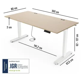 Yaasa Schreibtisch Desk Essential 160 x 80 cm Eiche hell/Weiß
