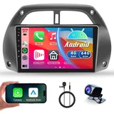 4G+64G Wireless Carplay Android 13 Autoradio 2 Din für Toyota RAV4 2001-2006 mit Android Auto Navi GPS WIFI 9 Zoll Autoradio mit Mirror Link Bluetooth FM/RDS Radio DAB/OBD/DVR/32 EQ/SWC Rückfahrkamera