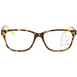 MAGIMODAC Rechteckige Gleitsichtlesebrille Damen Progressive Multifokale Lesebrillen Herren Lesebrille Anti Blaulicht Gleitsicht Computer-Lesebrille Gelb +3.0