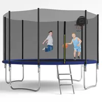 Outdoor Trampolin, Diameter 305/366cm, Outdoor-Trampolin für Kinder und Erwachsene, Freizeittrampolin mit Basketballkorb, Leiter und Rostschutzbeschichtung, Belastbarkeit 200/272KG (300)