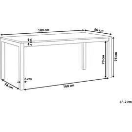 Beliani Gartentisch 180 x 90 x 76 cm Schwarz/Silber