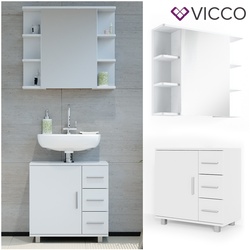 VICCO Badmöbel Set ILIAS Weiß - Bad Spiegel Kommode Unterschrank Badschrank
