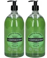 Le Comptoir du Bain Savon traditionnel de Marseille Verveine Liquide 2x1000 ml