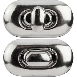 buttinette Drehverschluss für Taschen, Größe: 35 x 20 mm, silber, 2 Stück