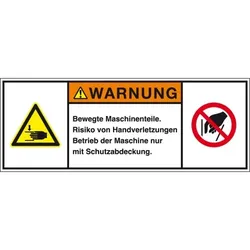 Aufkleber I Produktsicherheitsschild Warnung Bewegte Maschinen, RoHS konform, Folie, 100x35mm, ISO 3864-2