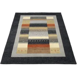 Wollteppich OCI DIE TEPPICHMARKE "INTENSE SONA", bunt (grau, multi), B:170cm H:12mm L:240cm, Schurwolle, Teppiche, handgeknüpft, reine Schurwolle, fußwarm, Wohnzimmer