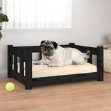 homiuse Hundebett Schwarz 65,5x50,5x28 cm Massivholz Kiefer Katzenbett Hundekorb Katzenkorb Hundebett Grosse Hundebett MittelgroßE Hundebetten Hundesofa Hundekorb Grosse Hunde Stützende Seitenwände