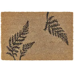 Fußmatte Blättermotiv Kokosfaser naturfarben / schwarz 40 x 60 cm GUIWAN