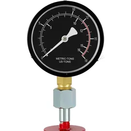 Eberth Hydraulikpresse 12T mit Manometer, 6-fach verstellbar, Arbeitshöhe 910 mm, Arbeitsbreite 513 mm, Gesamthöhe 1610 mm, 2 Auflagebacken, rot
