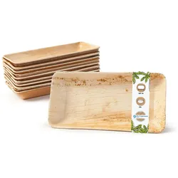 BIOZOYG 25 Stück Dipschälchen 125ml rechteckig Einwegschälchen Palmblattschälchen Snackschälchen, kompostierbar, ideal für Fingerfood und Snacks