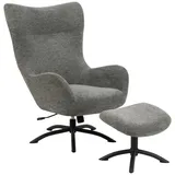 Actona Relaxsessel Talgarth Textil 76 x 105 x 86 cm Anthrazit mit Hocker