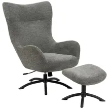 Actona Relaxsessel Talgarth Textil 76 x 105 x 86 cm Anthrazit mit Hocker