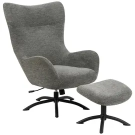 Actona Relaxsessel Talgarth Textil 76 x 105 x 86 cm Anthrazit mit Hocker