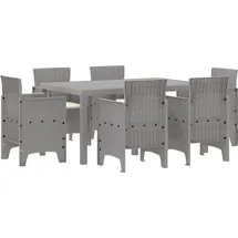 vidaXL Garten Essgruppe 7 pcs Hellgrau Polt Rattan - Hellgrau