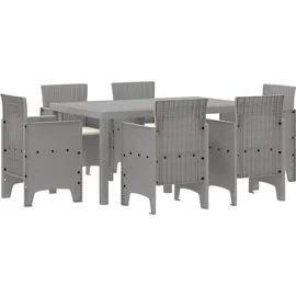 vidaXL Garten Essgruppe 7 pcs Hellgrau Polt Rattan - Hellgrau