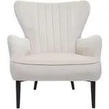 Mendler Lounge-Sessel HWC-K37, Cocktailsessel Polstersessel Sessel, Samt ~ creme-beige