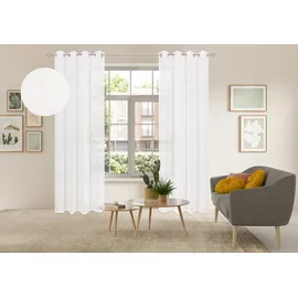 OTTO home Gardine OTTO HOME "Fritty", weiß, B:140cm H:225cm, Ausbrenner, Polyester, Gardinen, Gardine, Ösen, transparent, Pflegeleicht, elegante Längststreifen