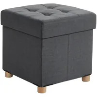 Relaxdays Hocker mit Stauraum Polyester 38 x 38 x 38 cm Dunkelgrau