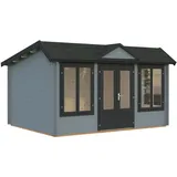 Palmako Gartenhaus Claudia Pentroof (Stufendach) 11,5 m2 - 34 mm hellgrau/anthrazit lackiert