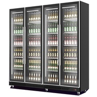 Mobiler Flaschenkühlschrank mit 4 Glastüren Getränkekühlschrank Kühlschrank Gastro 1608 L 0/10°C ISO 48 mm