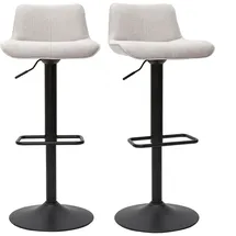 miliboo Barhocker höhenverstellbar und um 360° drehbar aus Stoff mit strukturiertem Samteffekt in Beige und Metall (2er-Set) BOOST