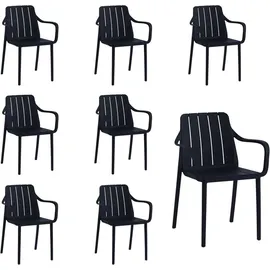 vortivo Gartenstuhl 8er Set 200 x 200 x 200 cm schwarz