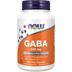 Now Foods Gaba 500 mg - Gamma-Aminobuttersäure Kapsel (200 veg.Kapseln)