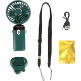 Tragbarer, Faltbarer Nackenventilator Mit Digitalanzeige, Usb-ladefunktion, Für Büro Und Outdoor-einsatz, Farbe: Grün.