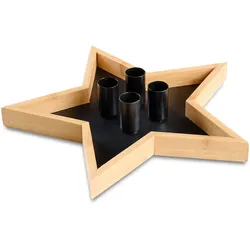 Kerzenteller Maja Naturfarben/Schwarz
