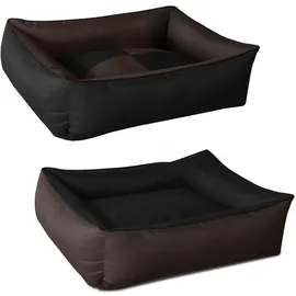 BedDog 2in1 Hundebett MAX Quattro, großes Hundekörbchen aus Cordura, waschbares Hundebett mit Rand, Hundesofa für drinnen, draußen, XL, Mocca, schwarz-braun