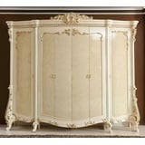 Casa Padrino Kleiderschrank Luxus Barock Schlafzimmerschrank Beige / Weiß / Gold - Prunkvoller Massivholz Kleiderschrank mit 6 Türen - Barock Schlafzimmer Möbel - Edel & Prunkvoll