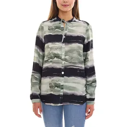 bruno banani Damen Langarm-Bluse im Batik-Look Sommershirt 31663237 Grün/Schwarz - 36