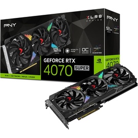 PNY GeForce RTX 4070 SUPER XLR8 Gaming Verto Epic-X RGB Overclocked Triple Fan, 12GB GDDR6X, HDMI, 3x DP (VCG4070S12TFXXPB1-O)