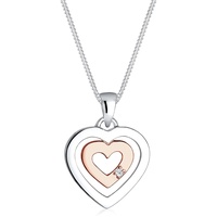 DIAMORE Elli DIAMONDS Halskette Damen Herz Anhänger Bi-Colour Verspielt mit Diamant (0.02 ct.) in 925 Sterling Silber