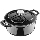 Navaris Gusseisen Topf - Gusseisen Bräter - Kochtopf 3,5l - Ø 24cm Schmortopf mit Deckel - Brotbacktopf - Brattopf - Für alle Speisen und Kochflächen - Schwarz