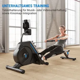 capital sports Rudergerät für Zuhause, Kompakter Rowshaper, Rudergerät Klappbar mit 8 Stufen, LCD-Monitor, Bodenrollen, Row Shaper mit