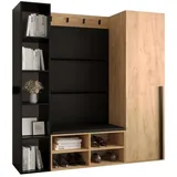 ABIKS MÖBEL Garderoben-Set MIRO Set 3, Garderobe mit gepolsterten Paneelen, Modern Design schwarz