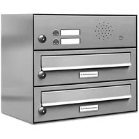 AL Briefkastensysteme 2er Premium Edelstahl silber inkl. Zeitungsfach