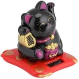 Winkekatze Solar, Glückskatze Winkt Chinesische Katze, Maneki Neko, Solarbetriebene Glücksgeldkatze, Fortune Lucky Wealth Glücksbringer Winkekatze, Autodekor Schöne Winkende Katzenstatuen(Schwarz)