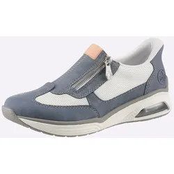 Slipper RIEKER, Damen, Gr. 41, blau (mittelblau), Lederimitat, sportlich, Schuhe