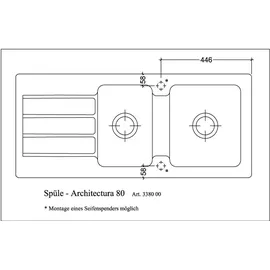 Villeroy & Boch Architectura 80 rechts Einbauspüle keramik weiß Excenterbetätigung 1160 x 510 mm