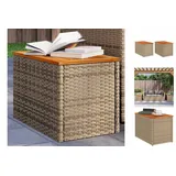 vidaXL Garten-Beistelltische 2 Stk. Beige 55x34x37 cm Poly Rattan Holz