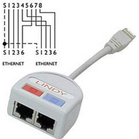 LINDY Xircom Ethernet 10-100 UTP Port Doubler Netzwerkkabel Grau