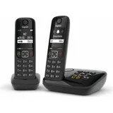 Gigaset AS690A Duo, Analoges/DECT-Telefon, Kabelloses Mobilteil, Freisprecheinrichtung, 100 Eintragungen, Anrufer-Identifikation, Schwarz - Schwarz